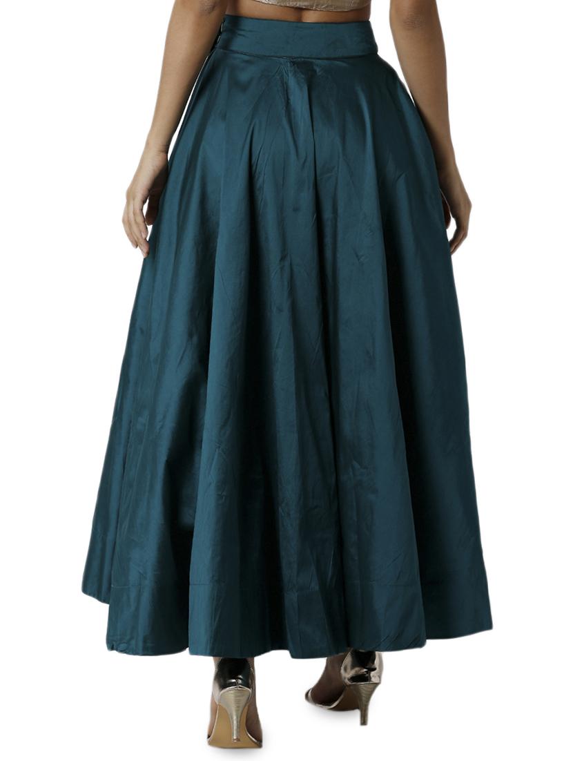 green polyester flared skirt - 16981305 - Zoom Image - 3