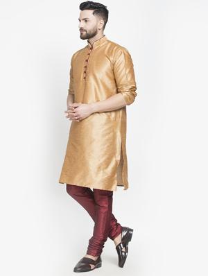 brown silk blend kurta pyjama set - 16981934 - Standard Image - 2
