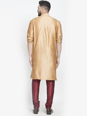 brown silk blend kurta pyjama set - 16981934 - Standard Image - 3
