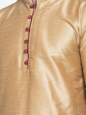 brown silk blend kurta pyjama set - 16981934 - Standard Image - 4