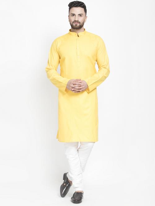 yellow solid kurta pyjama set - 16981935 - Standard Image - 1