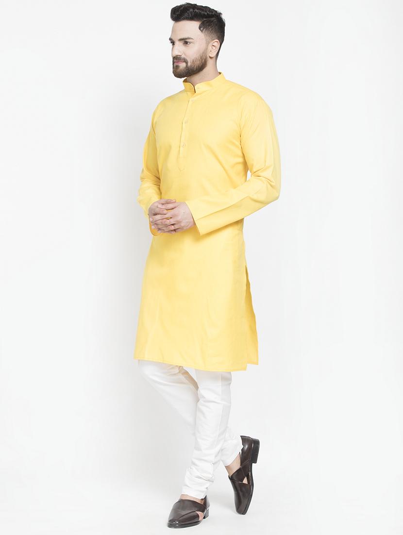 yellow solid kurta pyjama set - 16981935 - Zoom Image - 2