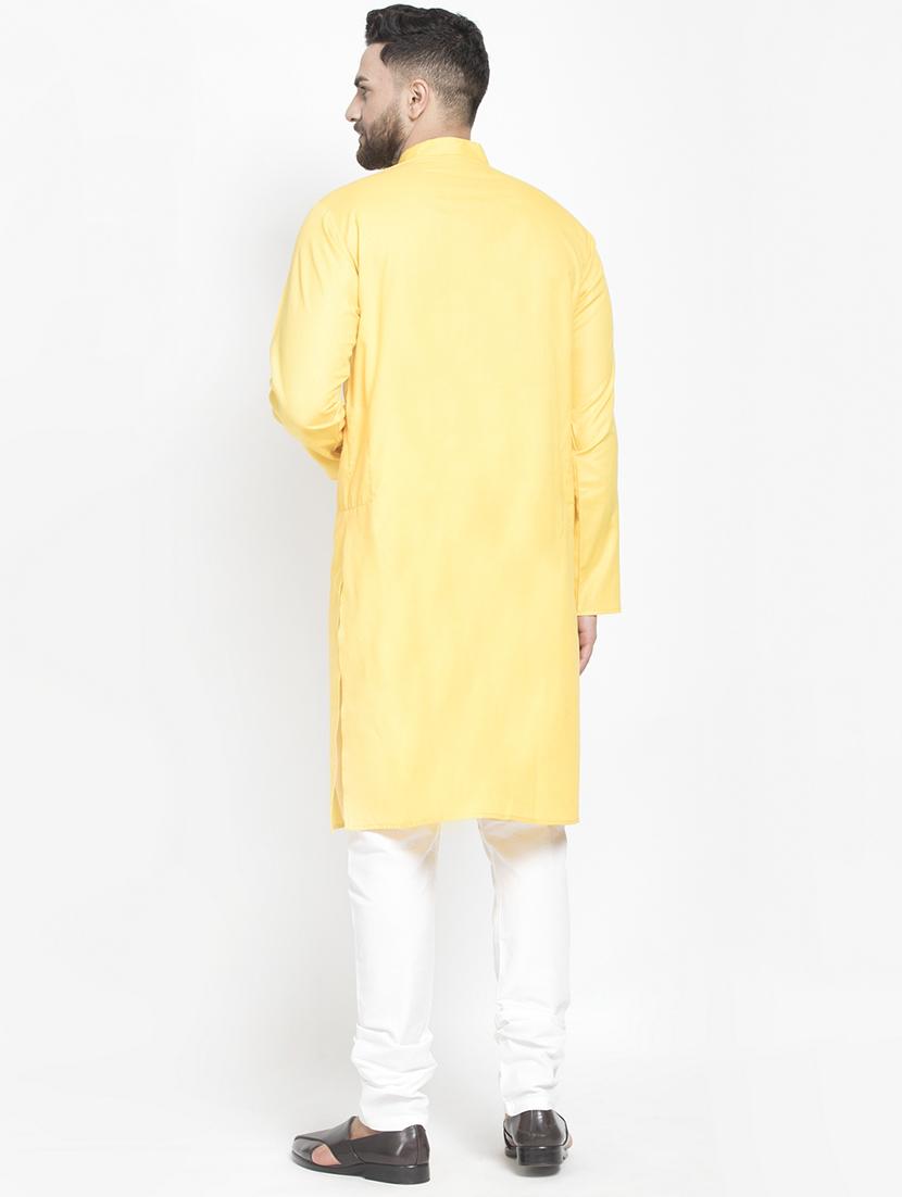 yellow solid kurta pyjama set - 16981935 - Zoom Image - 3