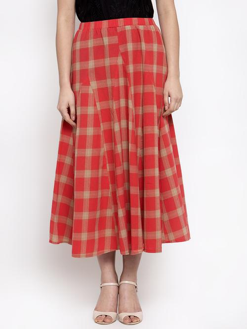 high rise checkered flared skirt - 16982013 - Very Small Image - 1