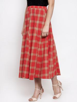 high rise checkered flared skirt - 16982013 - Standard Image - 2