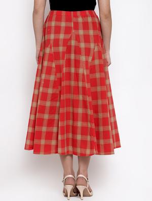 high rise checkered flared skirt - 16982013 - Standard Image - 3