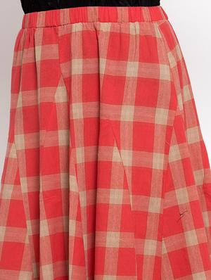 high rise checkered flared skirt - 16982013 - Standard Image - 5