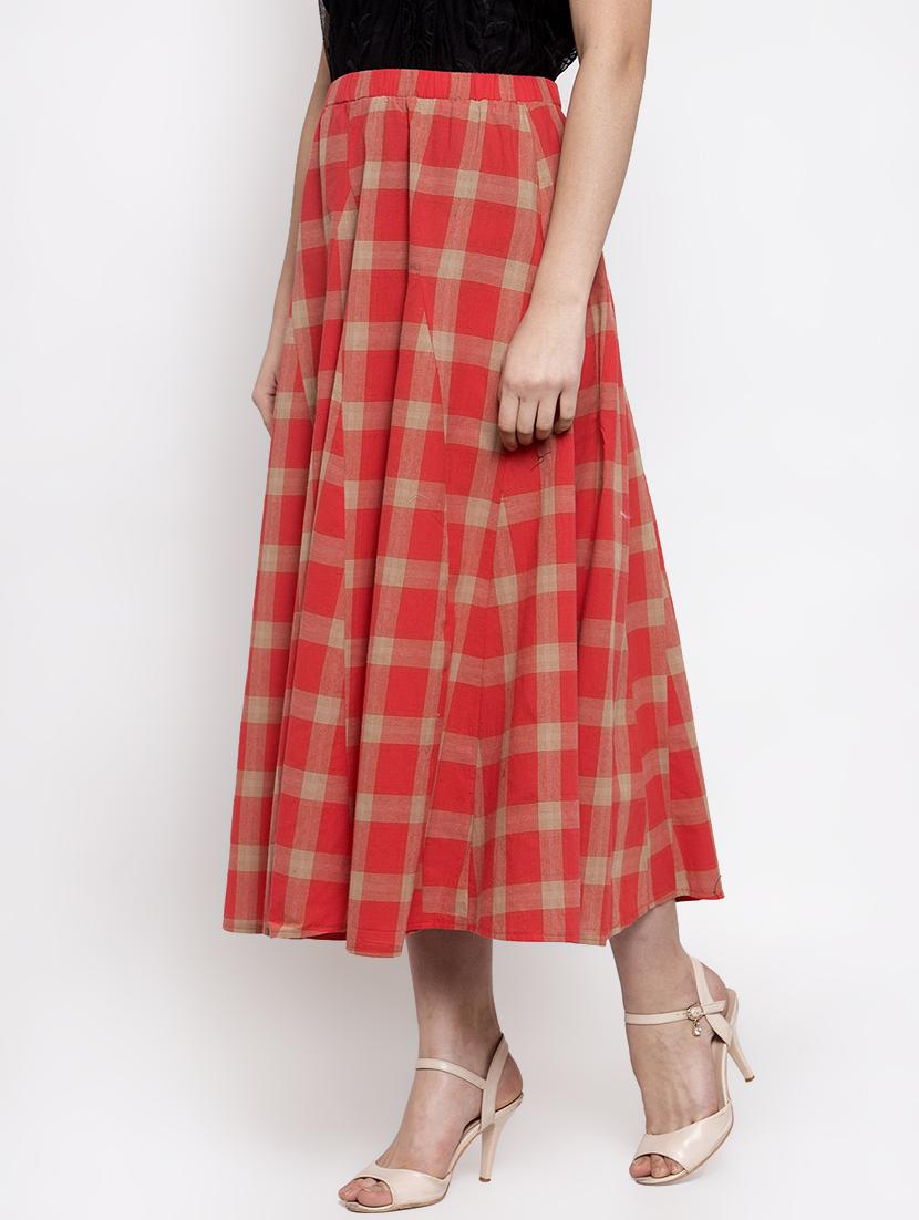 high rise checkered flared skirt - 16982013 - Zoom Image - 2