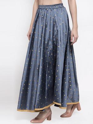 grey silk blend flared skirt - 16982014 - Standard Image - 2