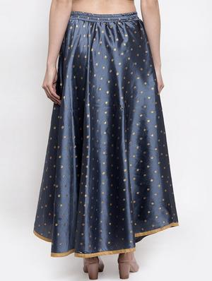 grey silk blend flared skirt - 16982014 - Standard Image - 3
