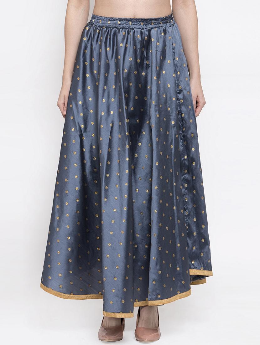 grey silk blend flared skirt - 16982014 - Zoom Image - 1
