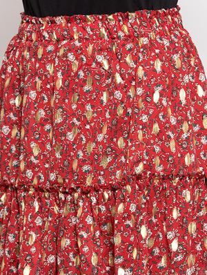 high rise floral flared skirt - 16982020 - Standard Image - 5