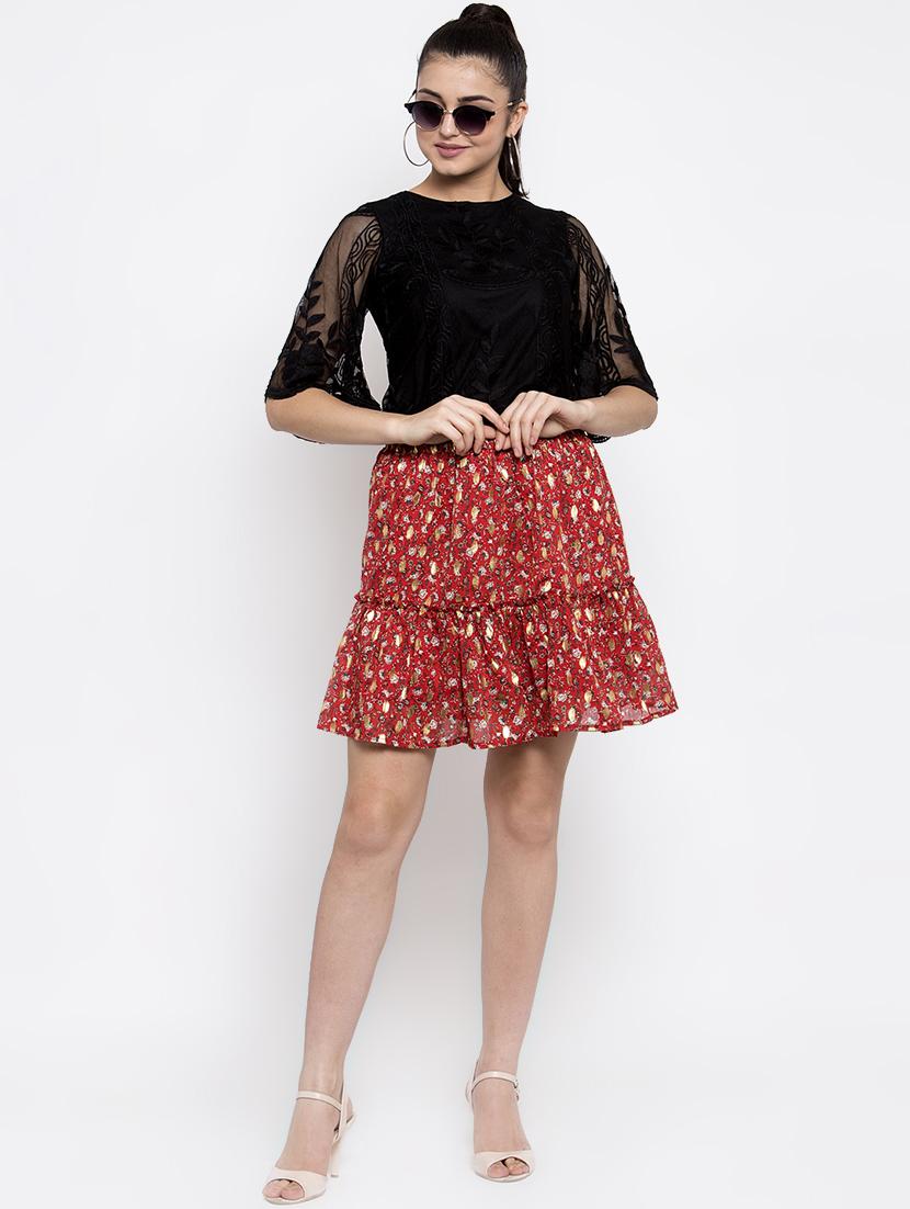 high rise floral flared skirt - 16982020 - Zoom Image - 4