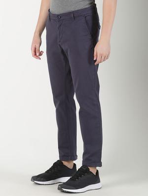 blue solid chinos - 16983021 - Standard Image - 2