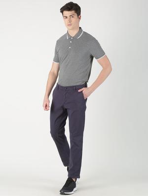 blue solid chinos - 16983021 - Standard Image - 4