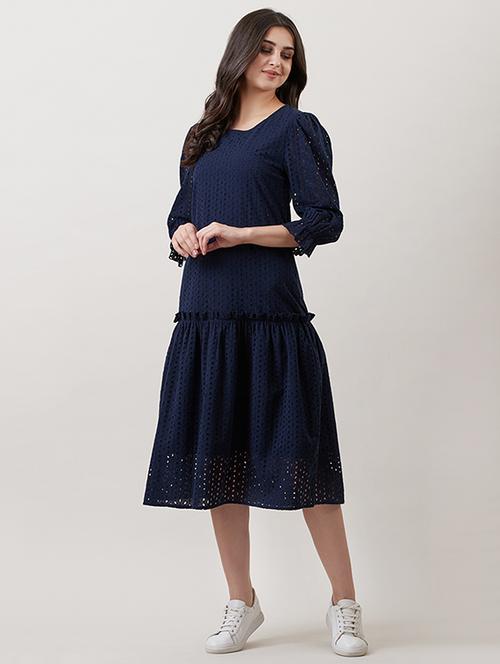 frill detail schiffli a-line dress - 16983109 - Very Small Image - 1