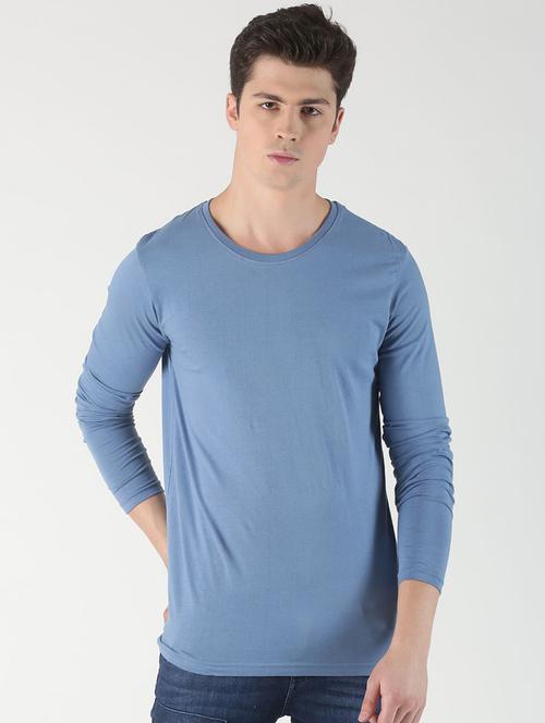 blue solid t-shirt - 16983353 - Standard Image - 1
