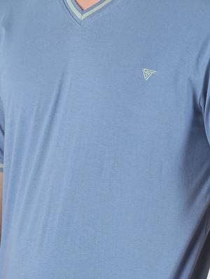 blue solid t-shirt - 16983371 - Standard Image - 5