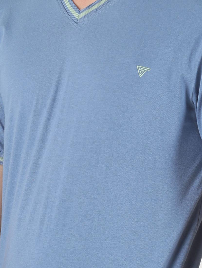 blue solid t-shirt - 16983371 - Zoom Image - 5
