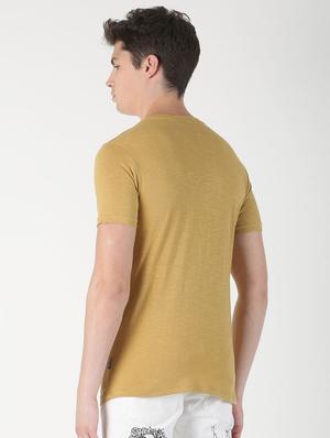 brown solid t-shirt - 16983378 - Standard Image - 3