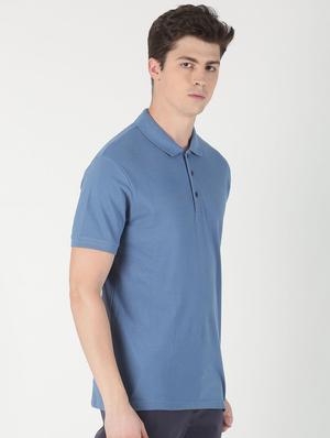 blue solid polo t-shirt - 16983382 - Standard Image - 2
