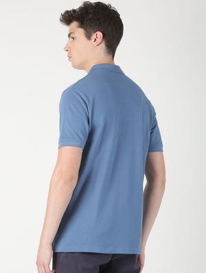 blue solid polo t-shirt - 16983382 - Standard Image - 3