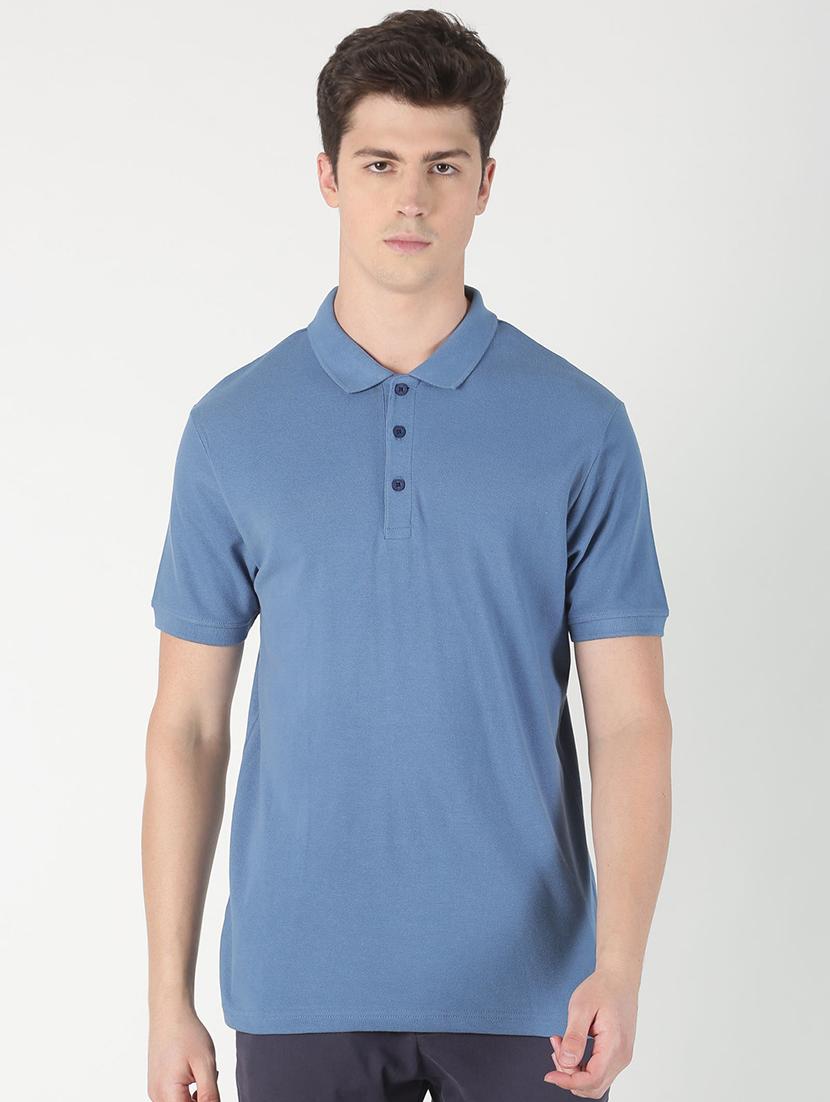 blue solid polo t-shirt - 16983382 - Zoom Image - 1