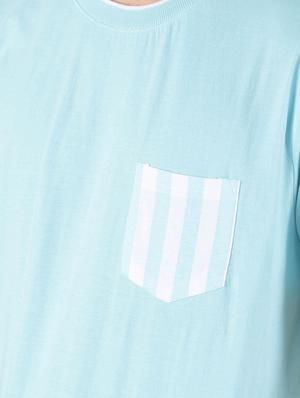 blue solid pocket t-shirt - 16983389 - Standard Image - 5