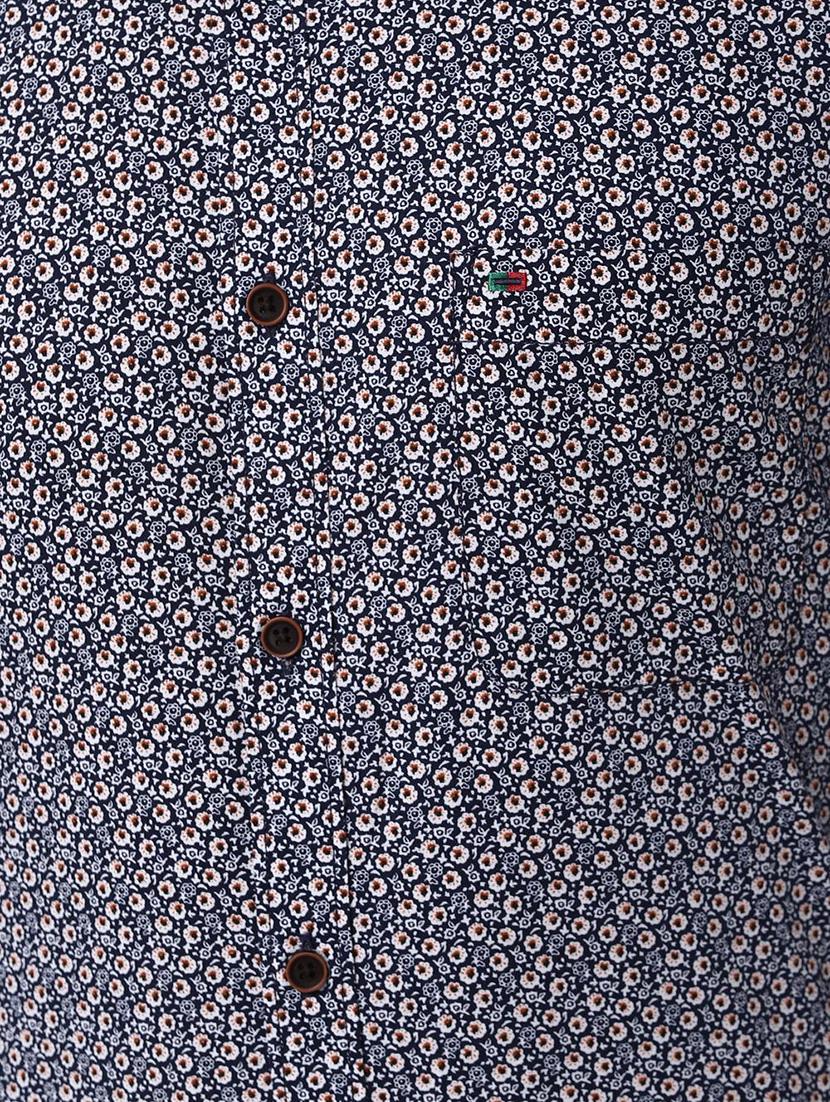navy blue floral print casual shirt - 16983604 - Zoom Image - 5