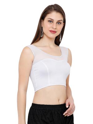 net yoke solid blouse - 16983645 - Standard Image - 2