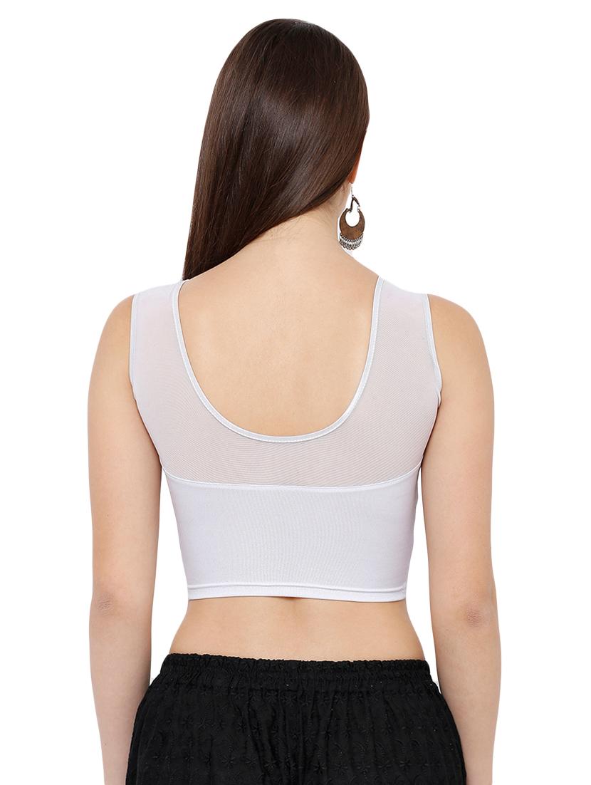 net yoke solid blouse - 16983645 - Zoom Image - 3