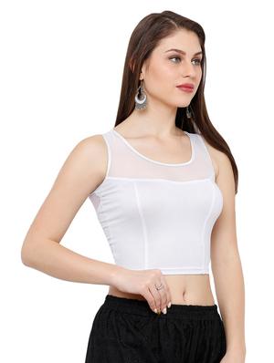 net yoke solid blouse - 16983646 - Standard Image - 2