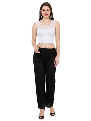 net yoke solid blouse - 16983646 - Standard Image - 4