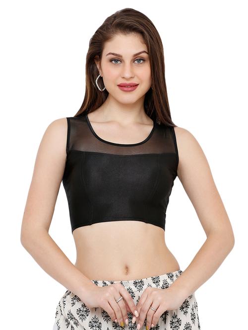 net yoke solid blouse - 16983647 - Very Small Image - 1
