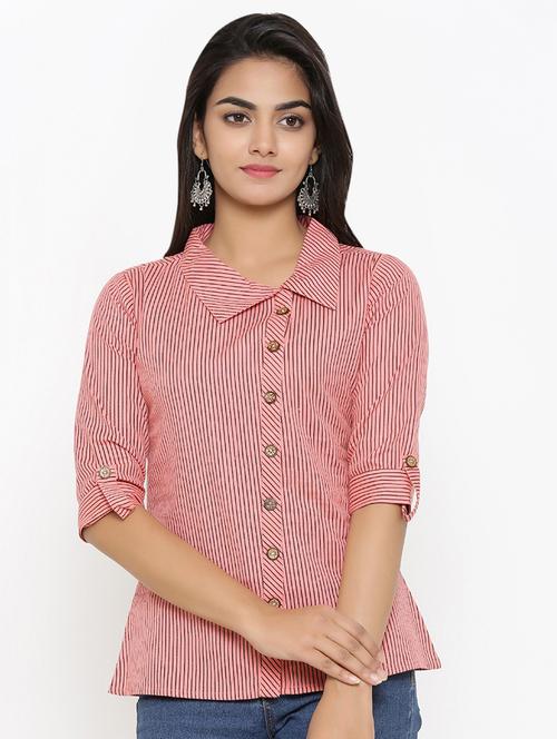 button-up striped top - 16983753 - Standard Image - 1