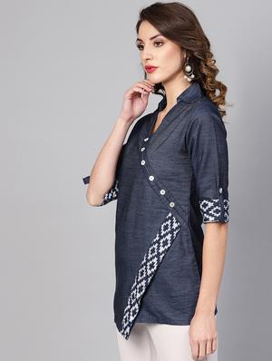 overlap neck asymmetric top - 16983773 - Standard Image - 2