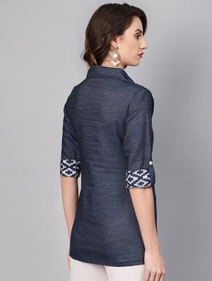 overlap neck asymmetric top - 16983773 - Standard Image - 3