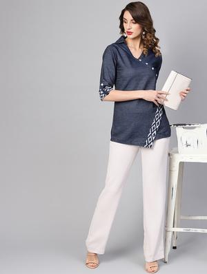 overlap neck asymmetric top - 16983773 - Standard Image - 4
