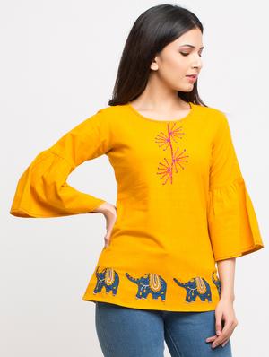 round neck embroidered top - 16983780 - Standard Image - 2