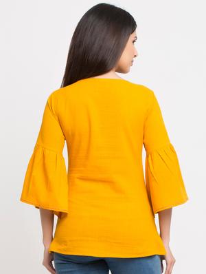 round neck embroidered top - 16983780 - Standard Image - 3