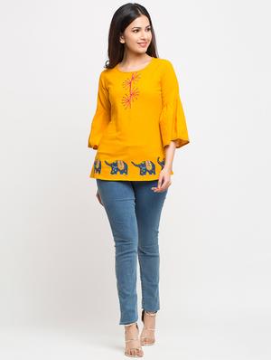 round neck embroidered top - 16983780 - Standard Image - 4