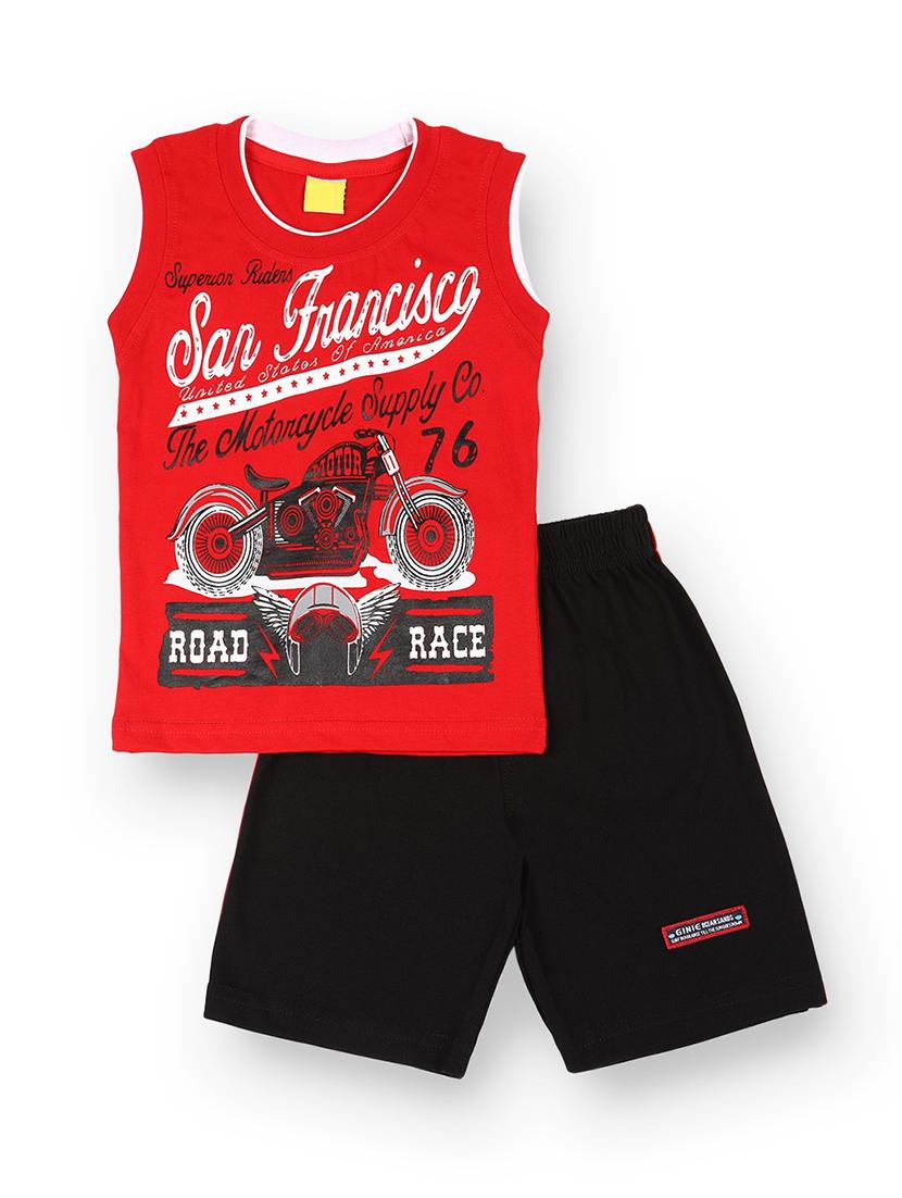 red cotton shorts set twin sets & dungree - 16983892 - Zoom Image - 1