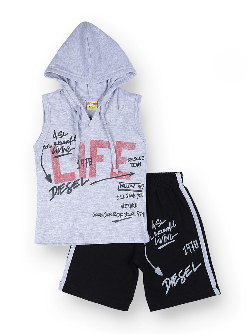 grey cotton shorts set twin sets & dungree - 16983895 - Zoom Image - 1