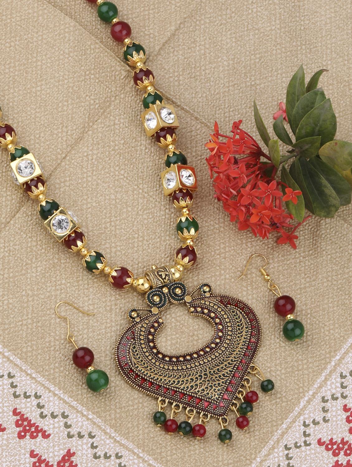 multi colored metal long necklace - 16983951 - Zoom Image - 2