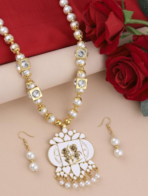 white metal long necklace - 16983953 - Very Small Image - 1