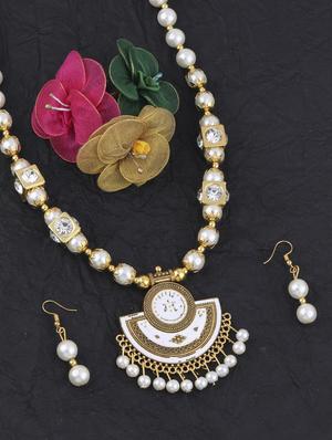 white metal long necklace - 16983956 - Standard Image - 3