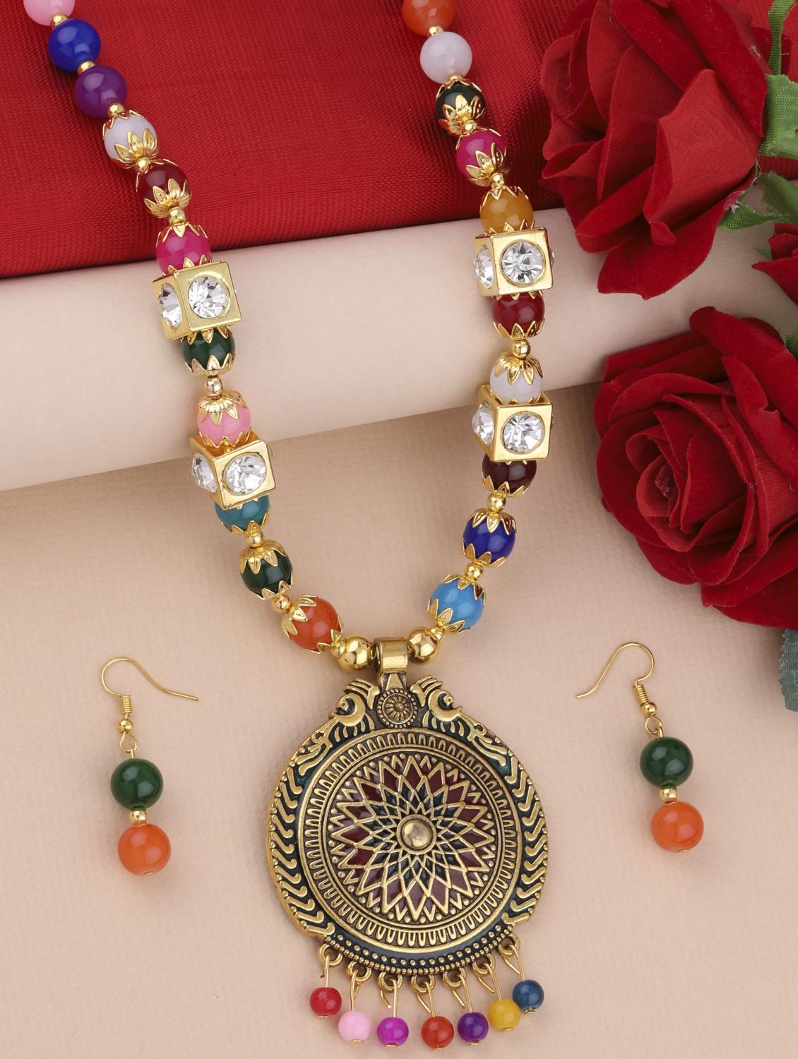 multi colored metal long necklace - 16983962 - Zoom Image - 1