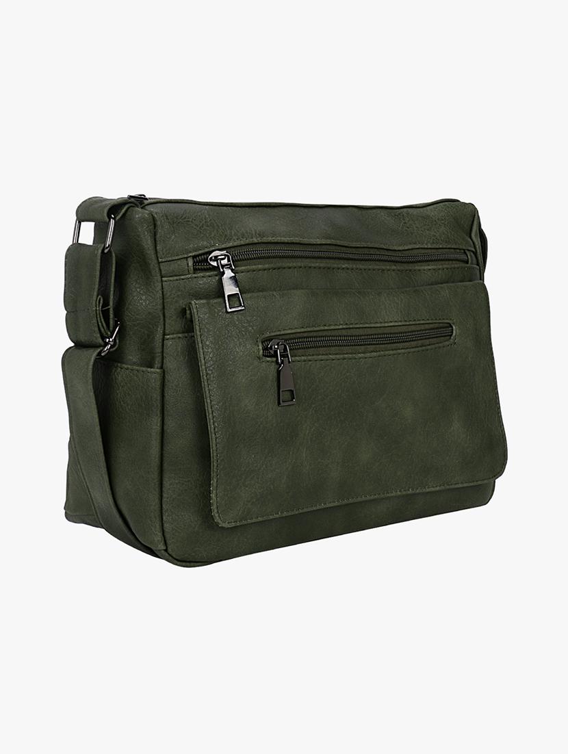 green leatherette (pu) regular sling bag - 16984012 - Zoom Image - 4