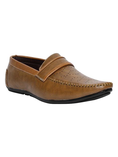 tan leatherette slip on loafers - 16984061 - Standard Image - 1