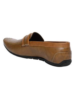 tan leatherette slip on loafers - 16984061 - Standard Image - 3